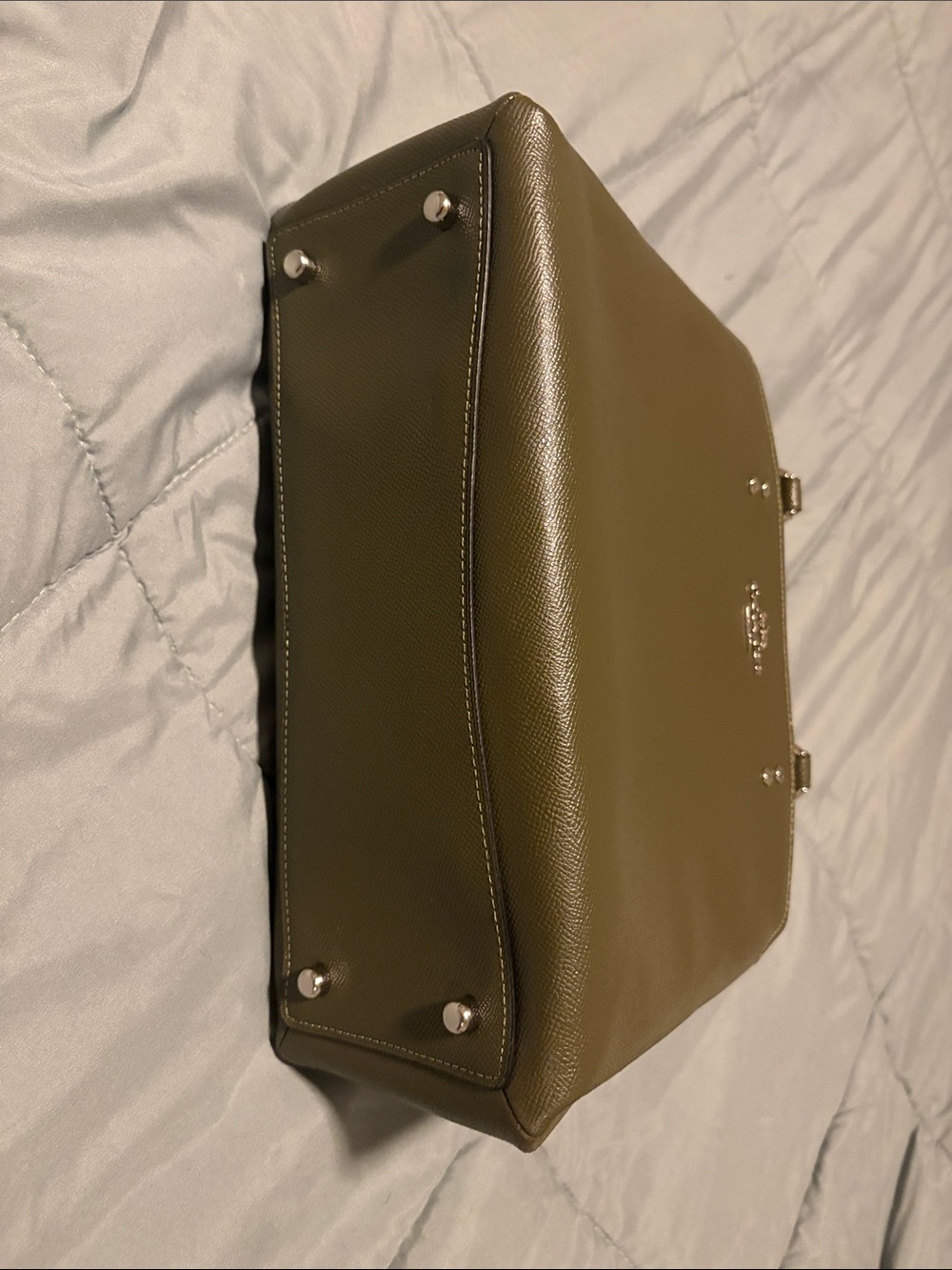 Coach Olive-Tone Pebbled Leather Dome Satchel - Picture 7 of 8